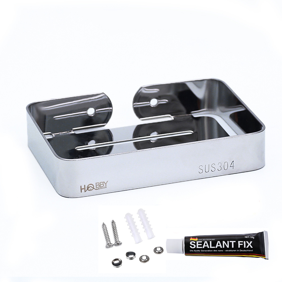 Kệ đựng xà bông cục dán tường inox 304 có keo dán Hobby Home Decor SB4