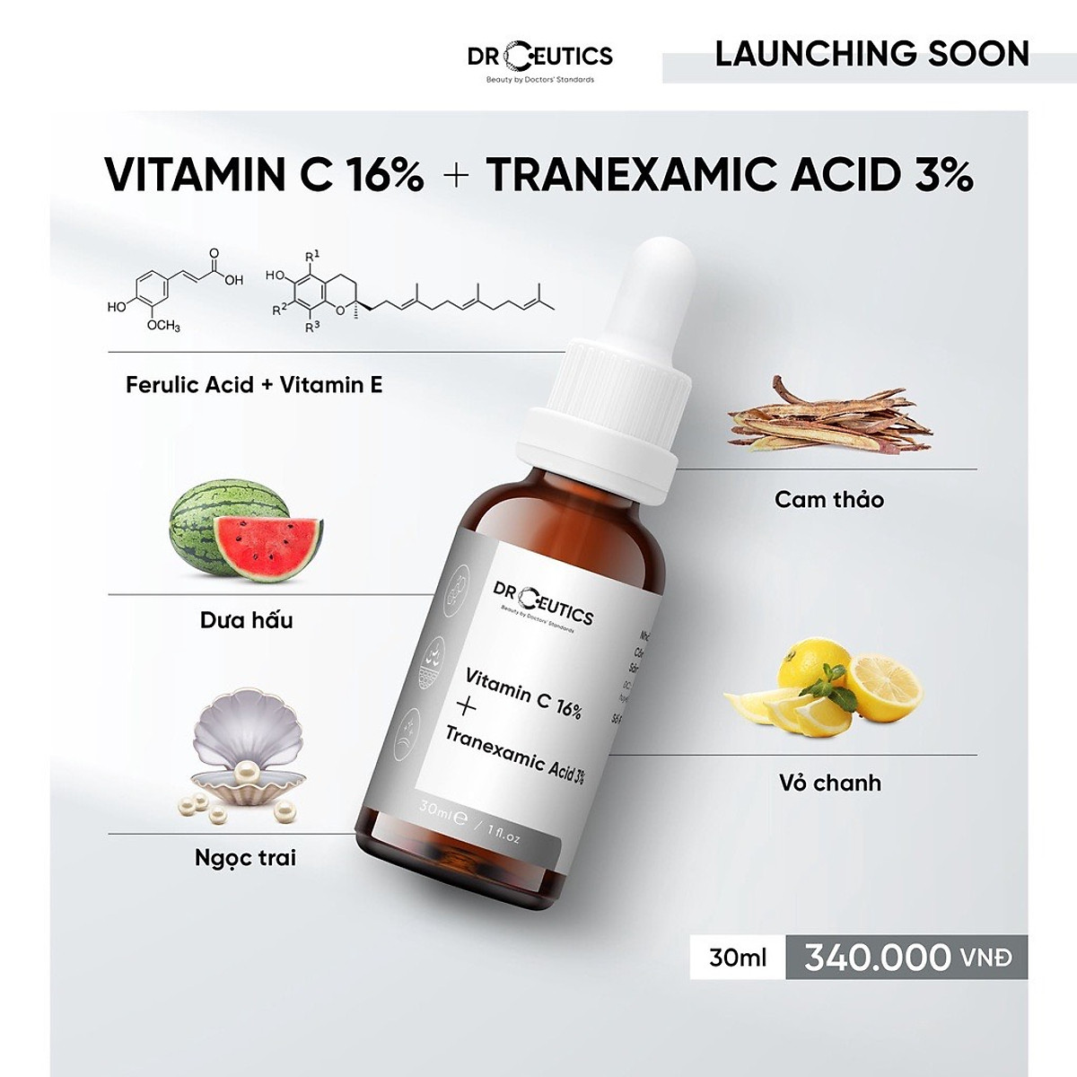 Serum Vitamin C 16 + Tranexamic Acid 3 DrCeutics Ngăn Ngừa Lão Hóa Và