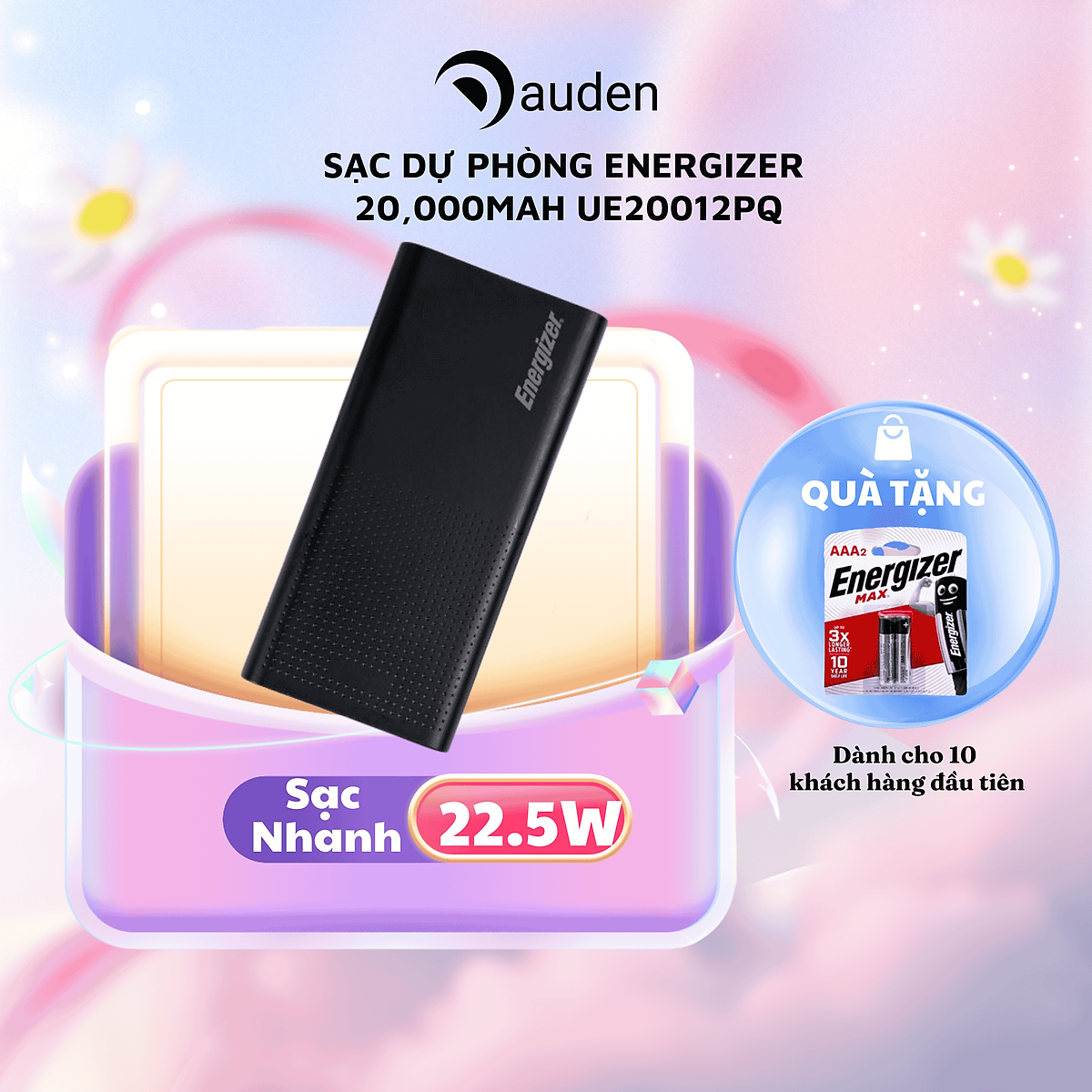 Sạc dự phòng Energizer 20,000mAh UE20012PQ - Hàng chính hãng