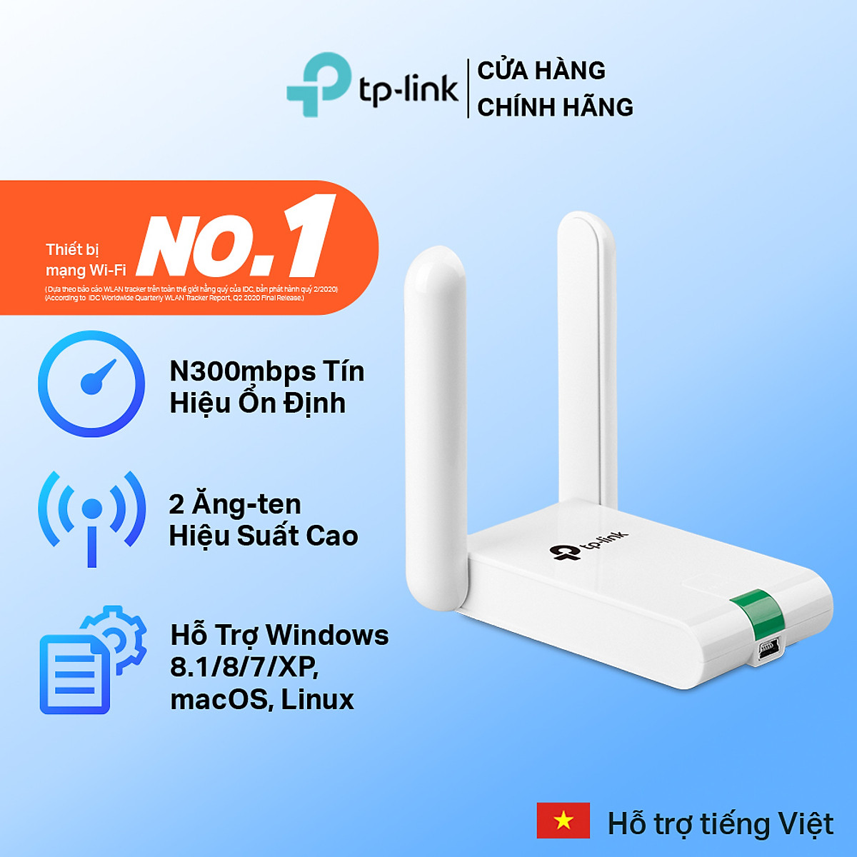 TP-Link TL-WN822N - USB Wifi (high gain) chuẩn N tốc độ 300Mbps - Hàng Chính Hãng