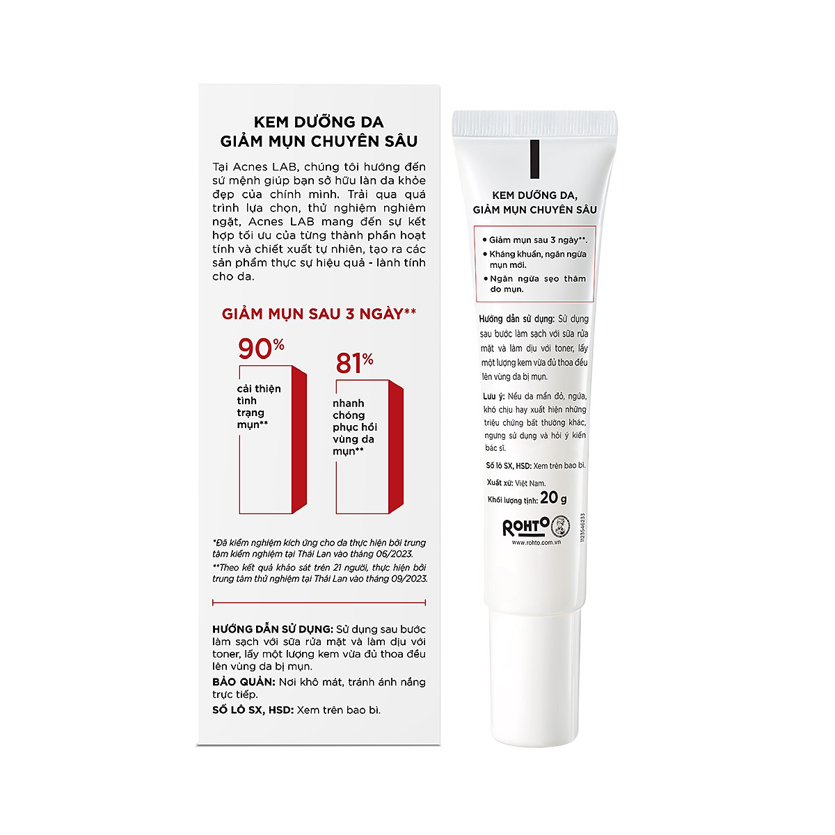 Kem dưỡng da giảm mụn chuyên sâu Acnes Lab Acne Repair Cream 20g