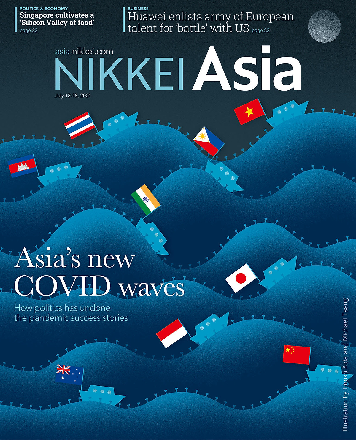 Nikkei Asian Review: Nikkei Asia - 2021: ASIA'S NEW COVID WAVES - 28.21 tạp chí kinh tế nước ngoài, nhập khẩu từ Singapore