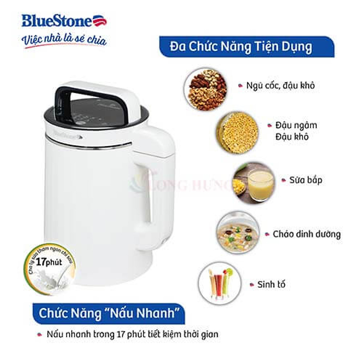 Máy làm sữa hạt đa năng Bluestone SMB-7329 - Hàng chính hãng