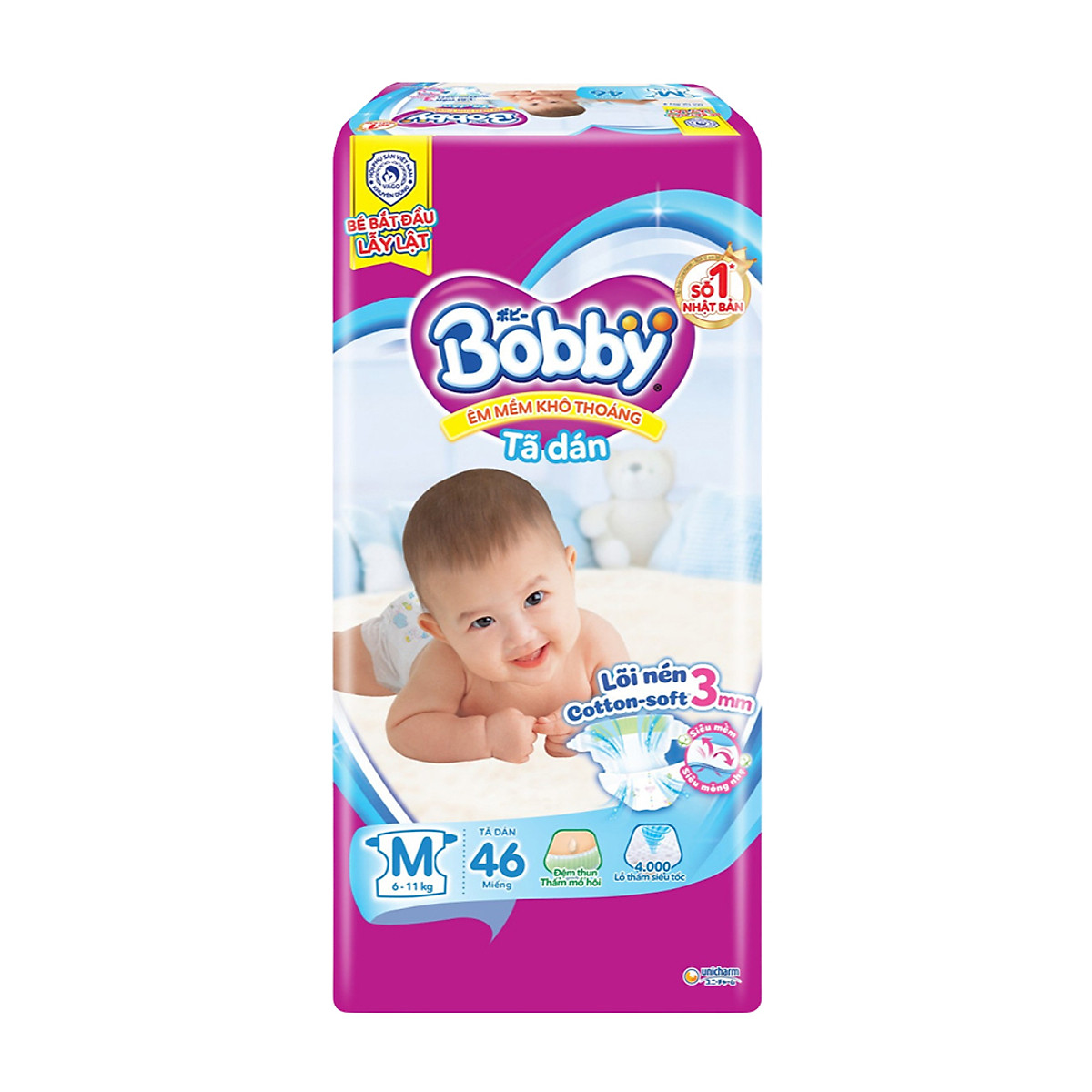 Tã dán Bobby Fresh siêu thấm - khô thoáng