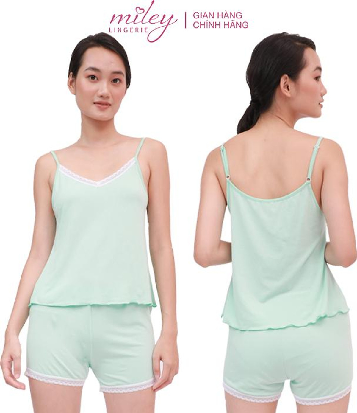 Đồ Bộ Nữ Mặc Nhà 2 Dây Modal Miley Lingerie - Xanh Ngọc DBD0712