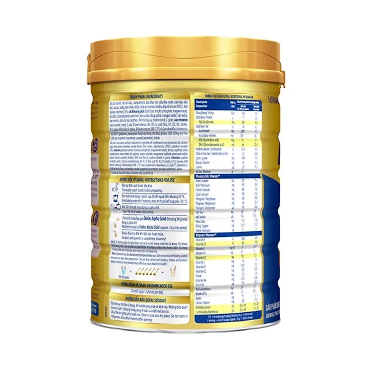 Sữa bột Vinamilk Dielac Alpha Gold 4 850g (cho trẻ từ 2- 6 tuổi)
