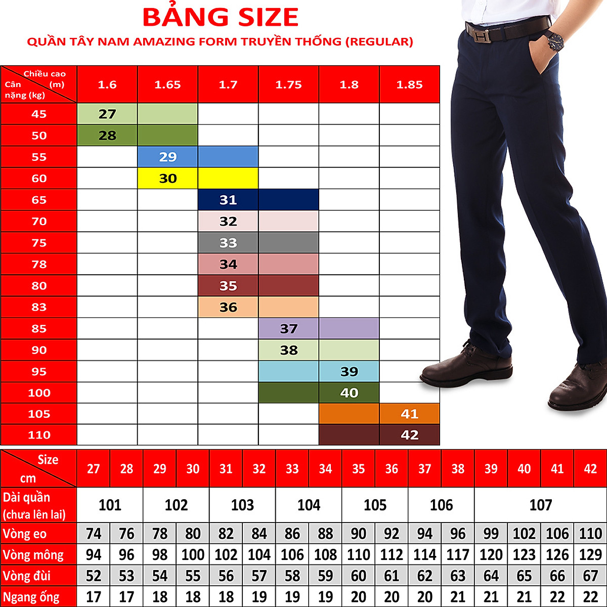 Quần tây nam xanh than, ống suông, form truyền thống, không ly, phong cách công sở, big size