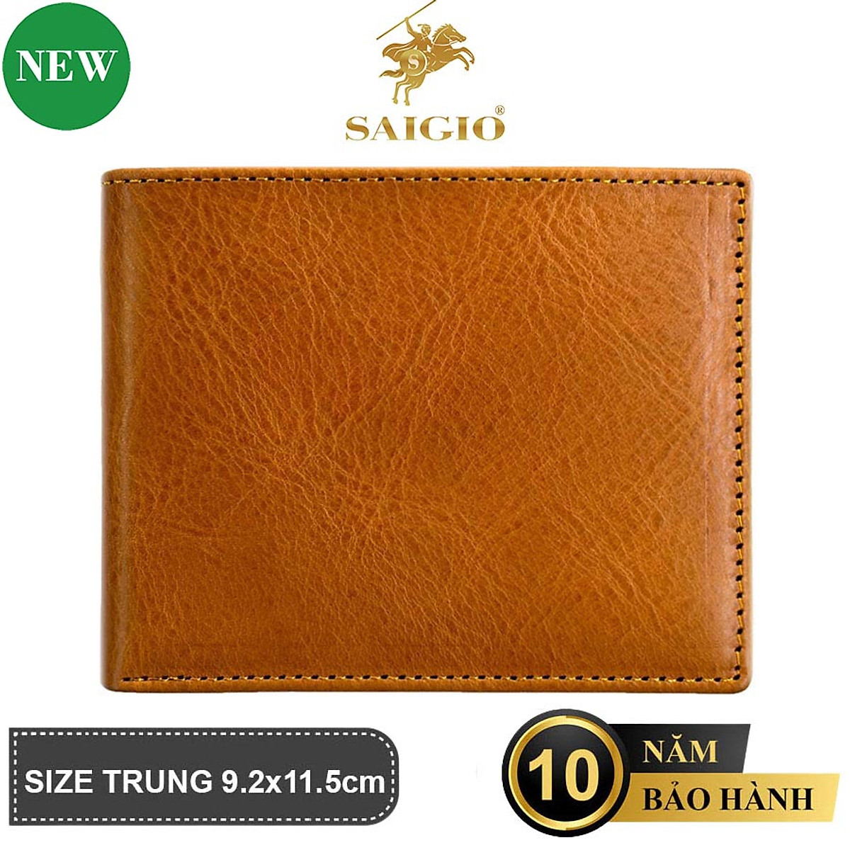 Ví Da Nam Hàng Hiệu HERITAGE Siêu Bền Bỉ, Size Trung, Thiết Kế Cổ Điển, Đơn Giản, Dáng Ngang - Gập 2, Đựng Tiền và Thẻ ATM Tiện Dụng - Hàng Chính Hãng SAIGIO