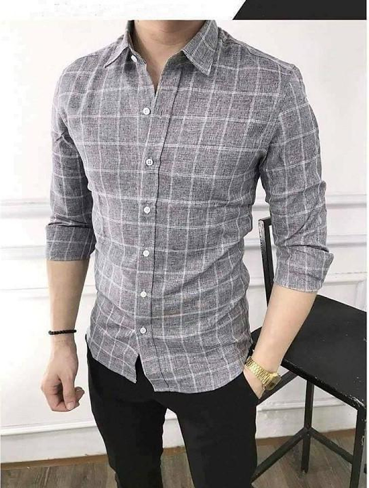 Ao sơ mi nam chất đũi dài tay cổ bẻ, kẻ caro nam tính Mã :SMLD Ao Sơ Mi Nam Chất Đũi Dài Tay Cổ Bẻ, Kẻ Caro Nam Tính Mã :Smld