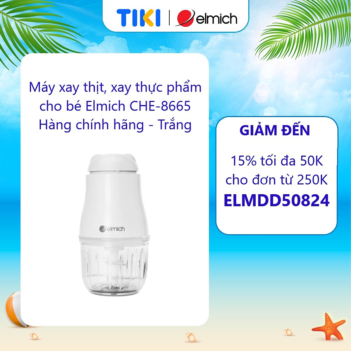 Máy xay thịt, xay thực phẩm cho bé Elmich CHE-8665, 6 lưỡi inox 304 xay nhanh, nhuyễn mịn, đảo trộn đồng đều các loại thực phẩm, an toàn tuyệt đối với trẻ nhỏ - Hàng chính hãng