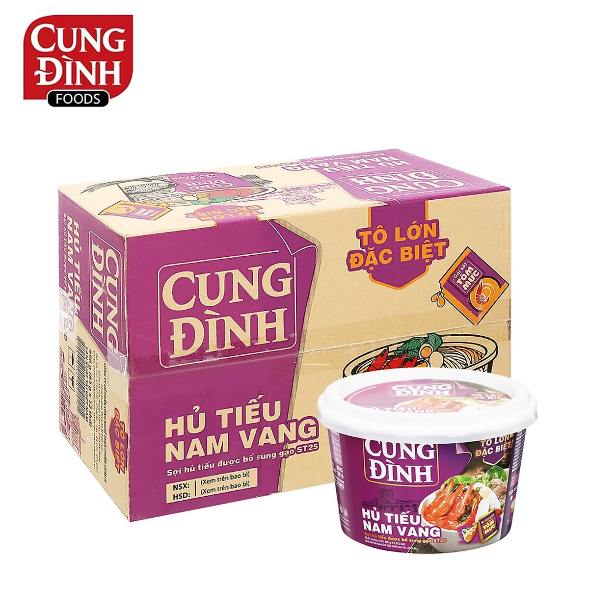 Thùng 12 Hộp Hủ Tiếu Nam Vang Cung Đình (83g x12 hộp )