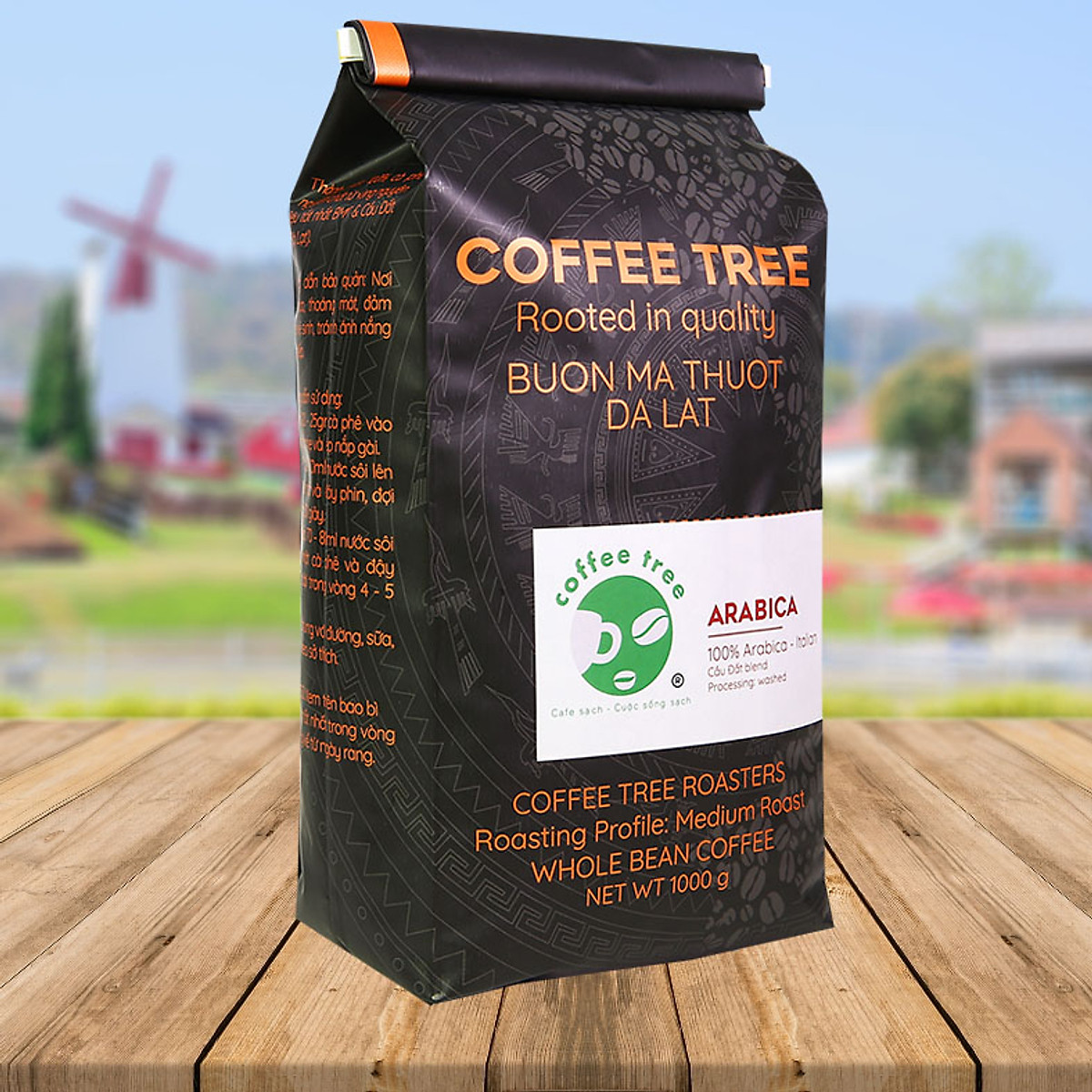 Cà phê hạt Arabica Cầu Đất nguyên chất 100% Coffee Tree 1kg thơm nồng, vị nhẹ, gu tây - Cà phê Đà Lạt tuyển chọn hoàn toàn trái chín rang công nghệ Châu Âu