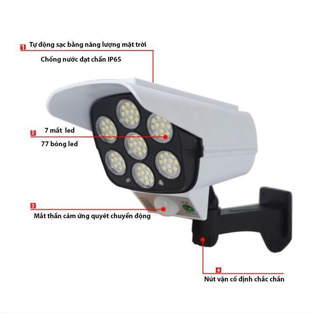 Đèn năng lượng mặt trời mô hình camera chống nước