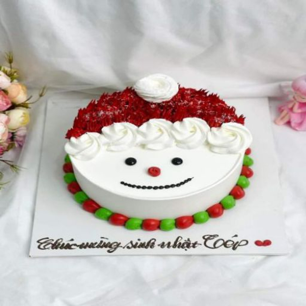 Bánh sinh nhật giáng sinh vẽ ông già noel gắn hình ăn được đẹp nhất 2018   Bánh Kem Ngộ Nghĩnh