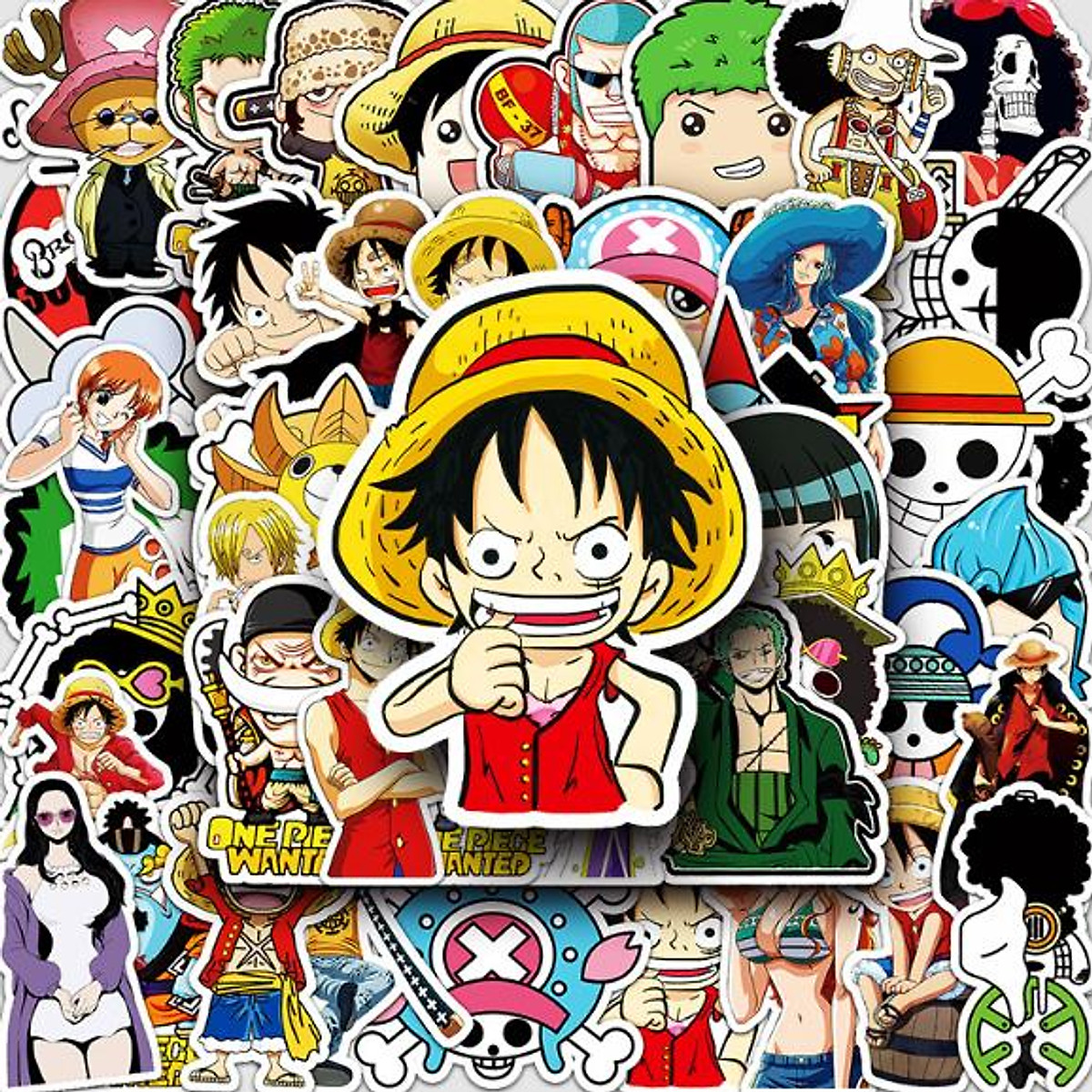 Sticker ONE PIECE hoạt hình cute trang trí mũ bảo hiểm,guitar ...