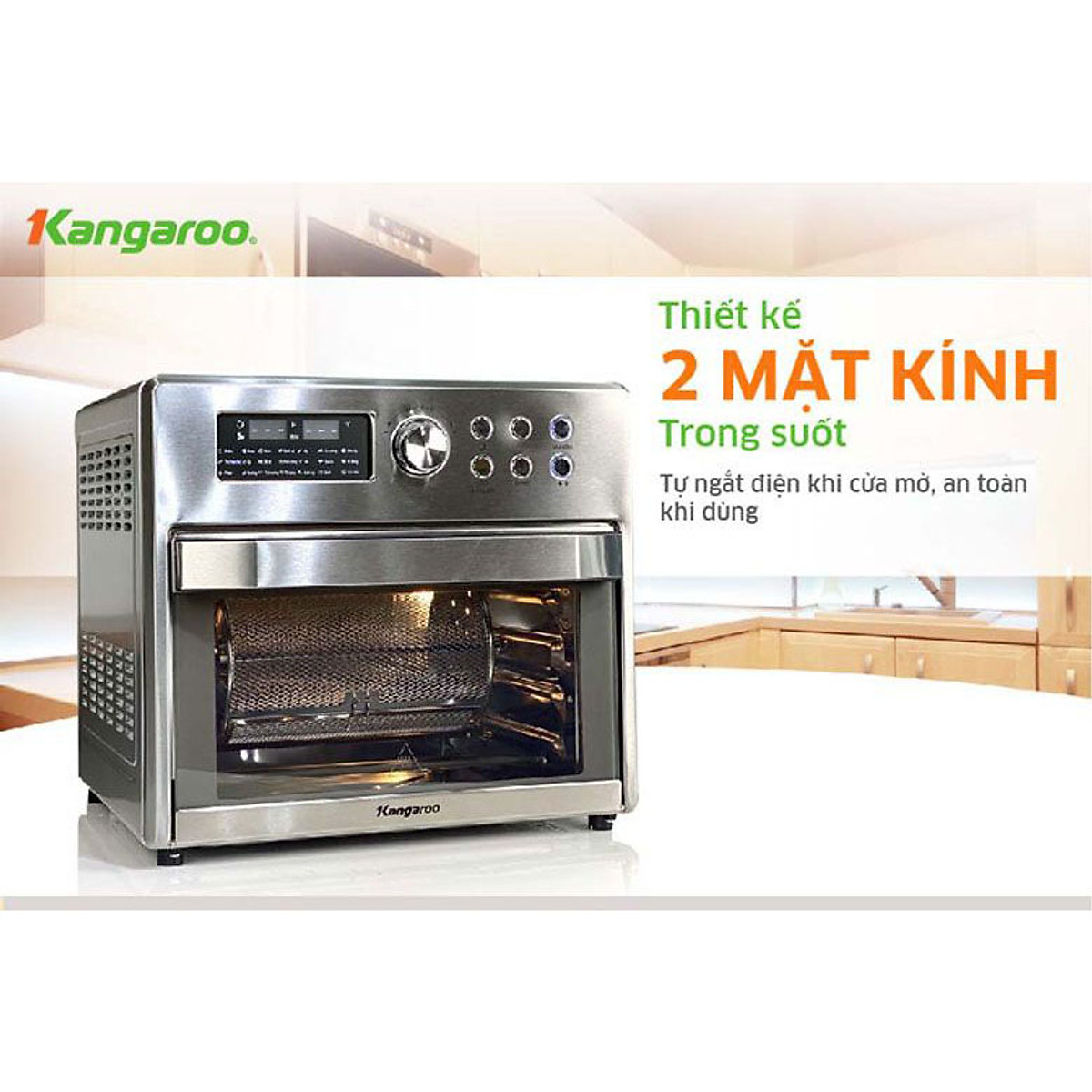 Lò chiên không dầu điện tử Kangaroo 15L model KG15AF3A - Hàng chính hãng
