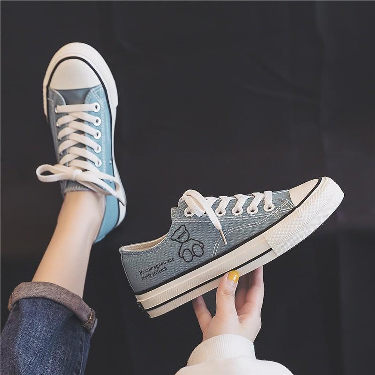 Mua Giày thể thao nữ MWC giày sneaker nữ vải in hình cute đế bằng ...