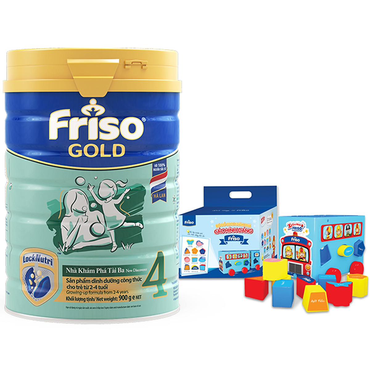 Sữa Bột Friso Gold 4 Cho Trẻ Từ 2-4 Tuổi 900g + Tặng Bộ Xe Thả Khối | Tiki