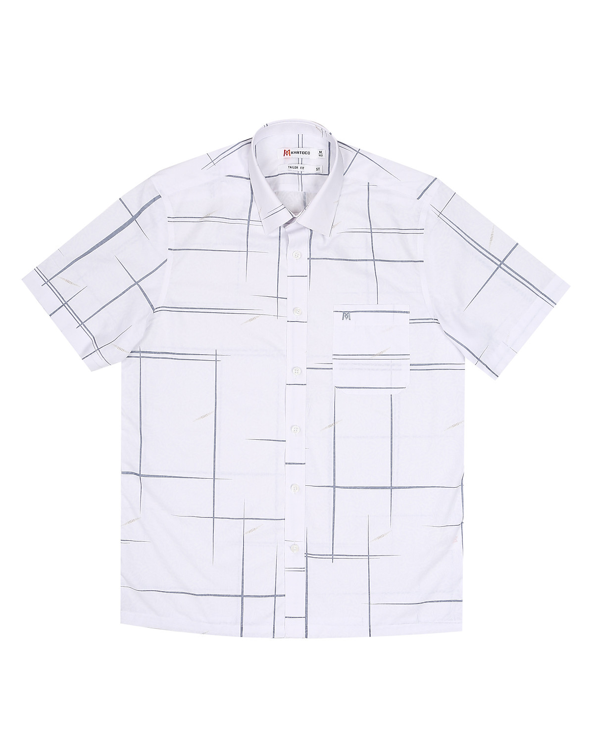 Áo sơ mi nam tay ngắn form suông vạt ngang Khatoco A1MN498T2-CNIN476-2603-N