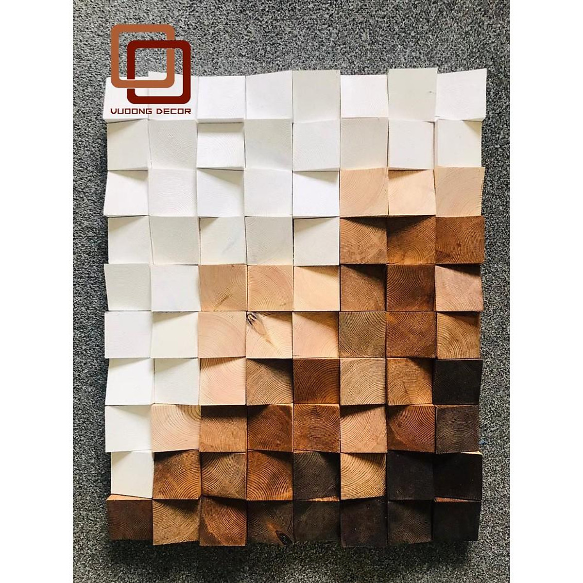 Mua Tranh gỗ trang trí 3D tone NÂU - TRẮNG (Wood mosaic) - (KÍCH ...