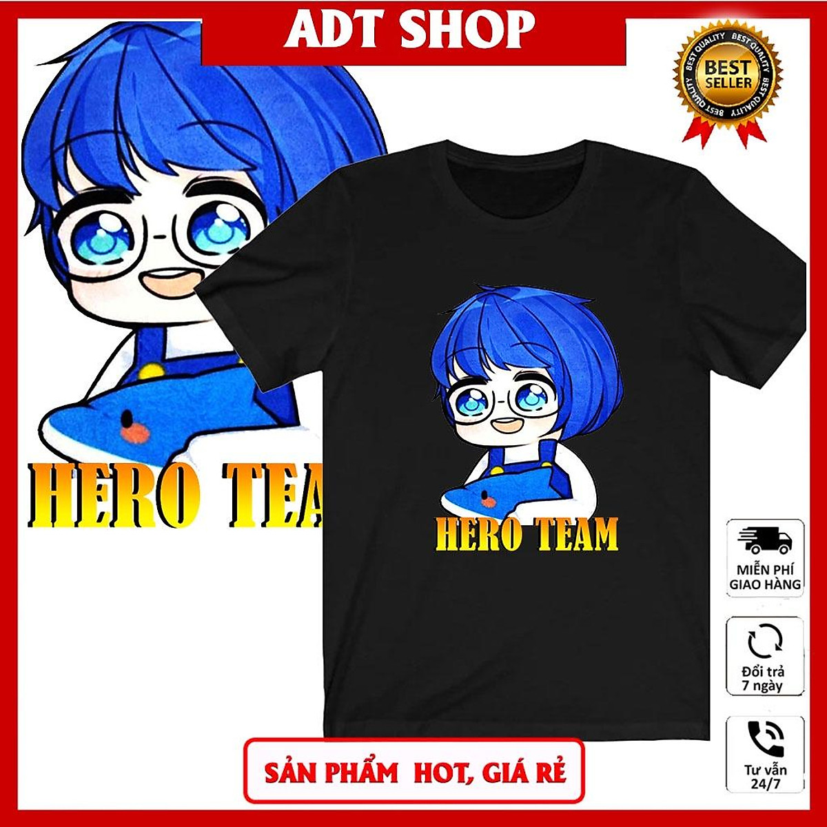 Gối ôm Gối ngủ chibi phong cận TV hero team Tặng 1 huy hiệu hero team Lazadavn