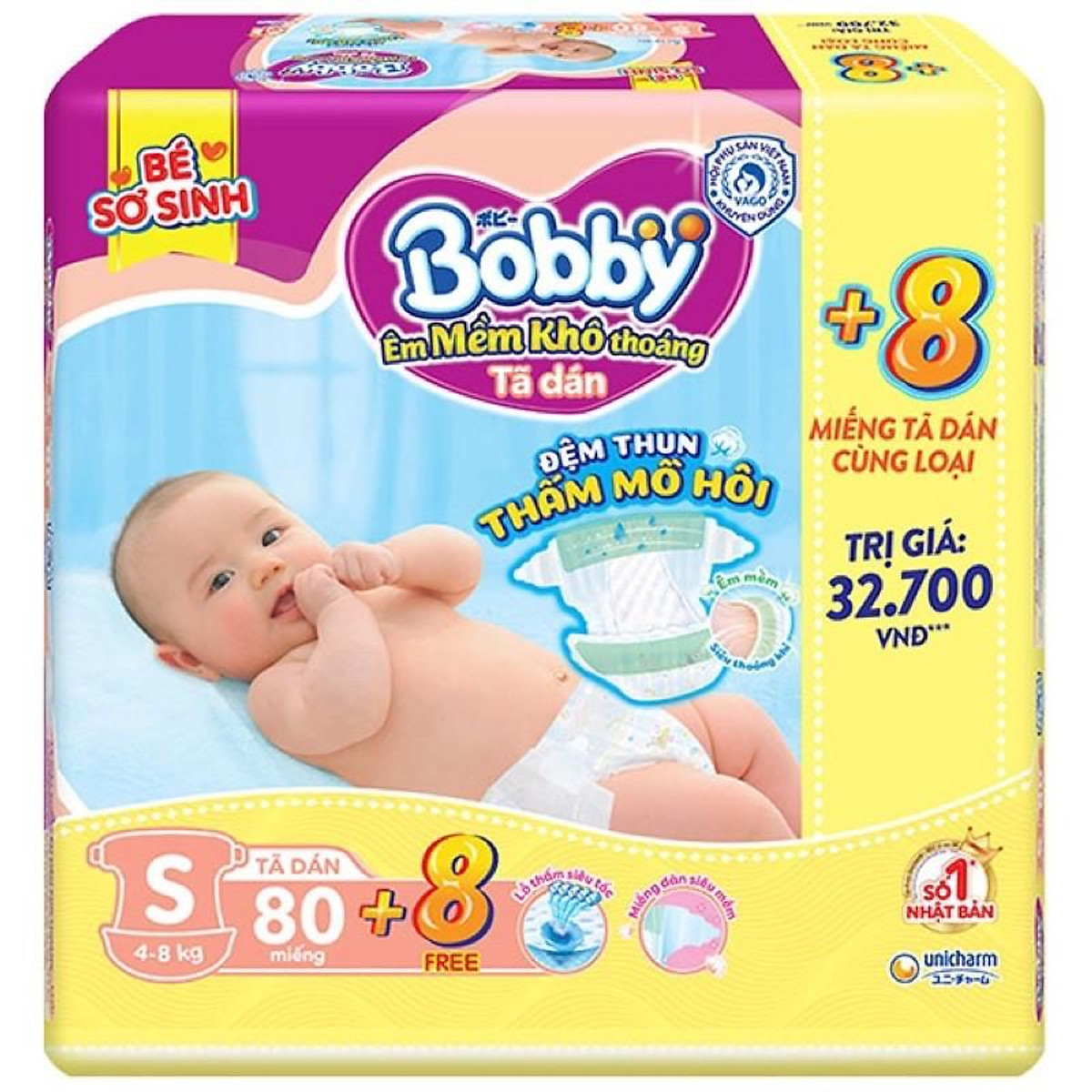 TÃ DÁN BOBBY SƠ SINH SIZE S80