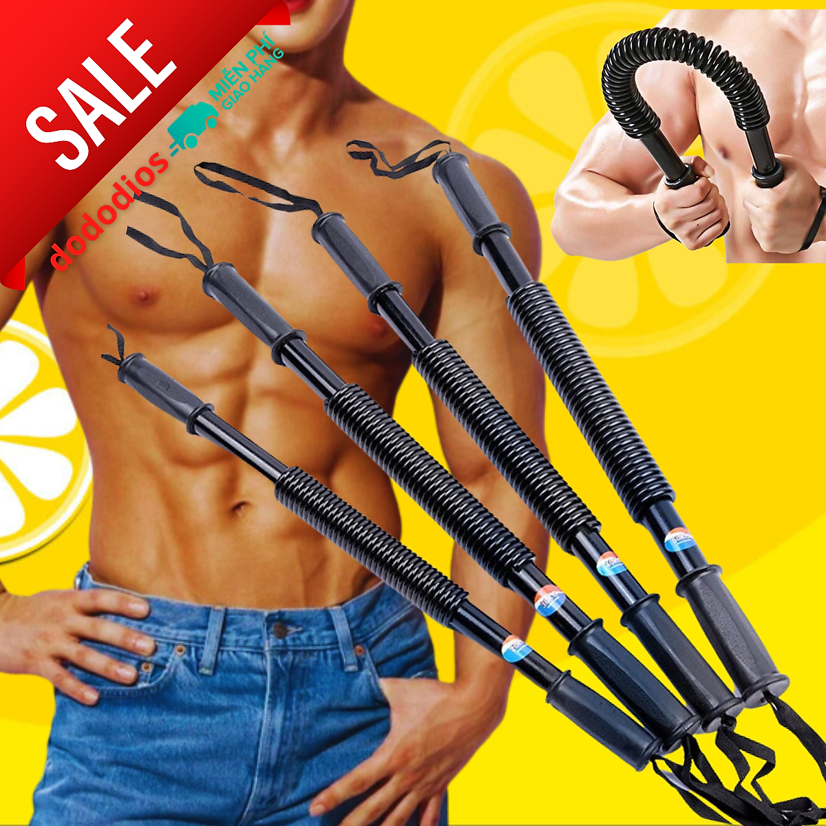 Gậy lò xo tập cơ tay dododios Dụng cụ bẻ tập cơ tay cơ ngực lực bẻ 20kg 30kg 40kg 50kg 60kg gym thể dục thể thao tại nhà - Hàng chính hãng