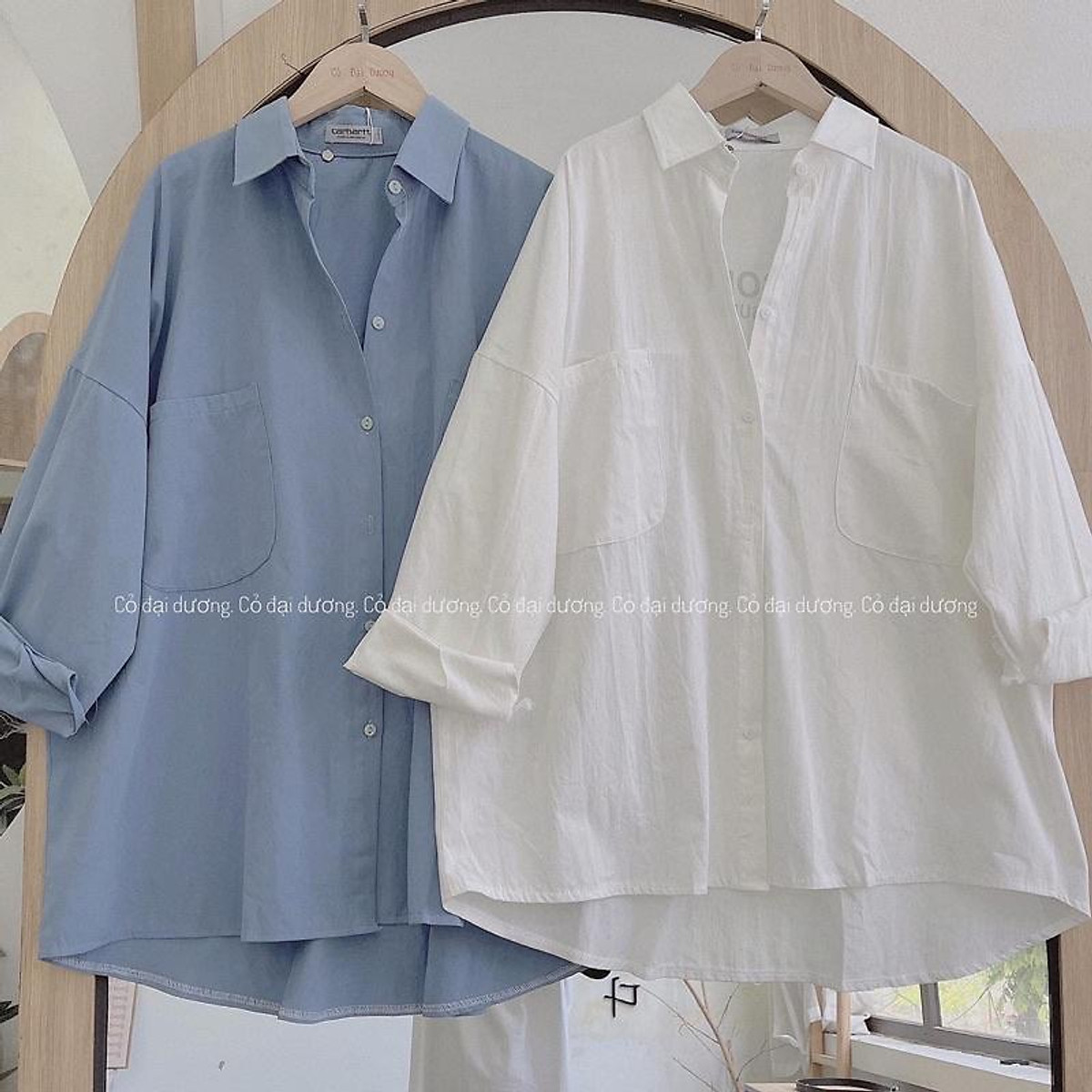 Áo sơ mi oversize in chữ sau lưng - Áo sơ mi nữ Áo Sơ Mi Oversize In Chữ Sau Lưng - Áo Sơ Mi Nữ