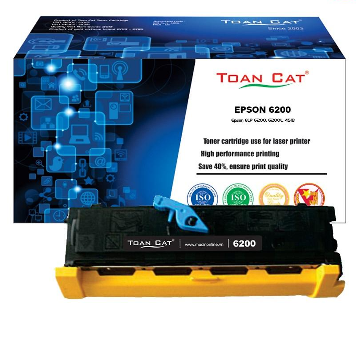Hộp mực in Toàn Cát - 6200 dùng cho máy in Epson ELP 6200, 6200L, 4518 -  HÀNG