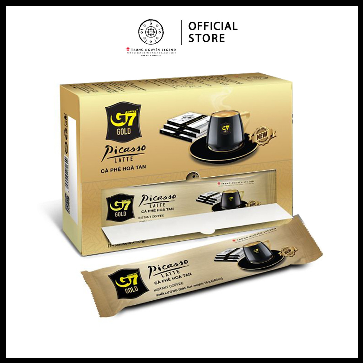 Trung Nguyên Legend - Cà phê sữa hòa tan G7 Gold Picasso Latte - Hộp 14 gói x 18gr