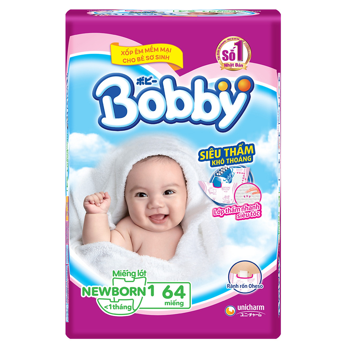 Miếng Lót Sơ Sinh Bobby Fresh Newborn 1 - 64 (64 Miếng)