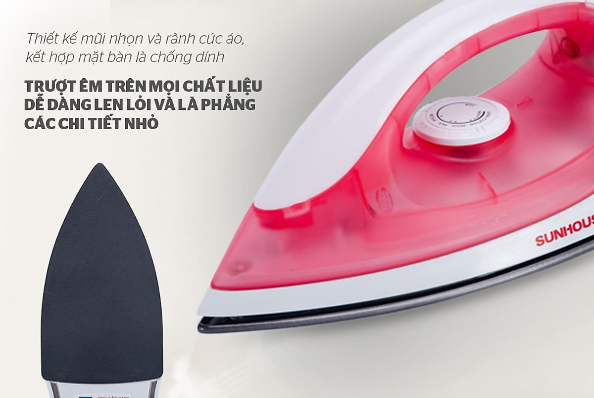Bàn Ủi Khô Sunhouse SHD1072 - Hồng (1200W) - Hàng chính hãng