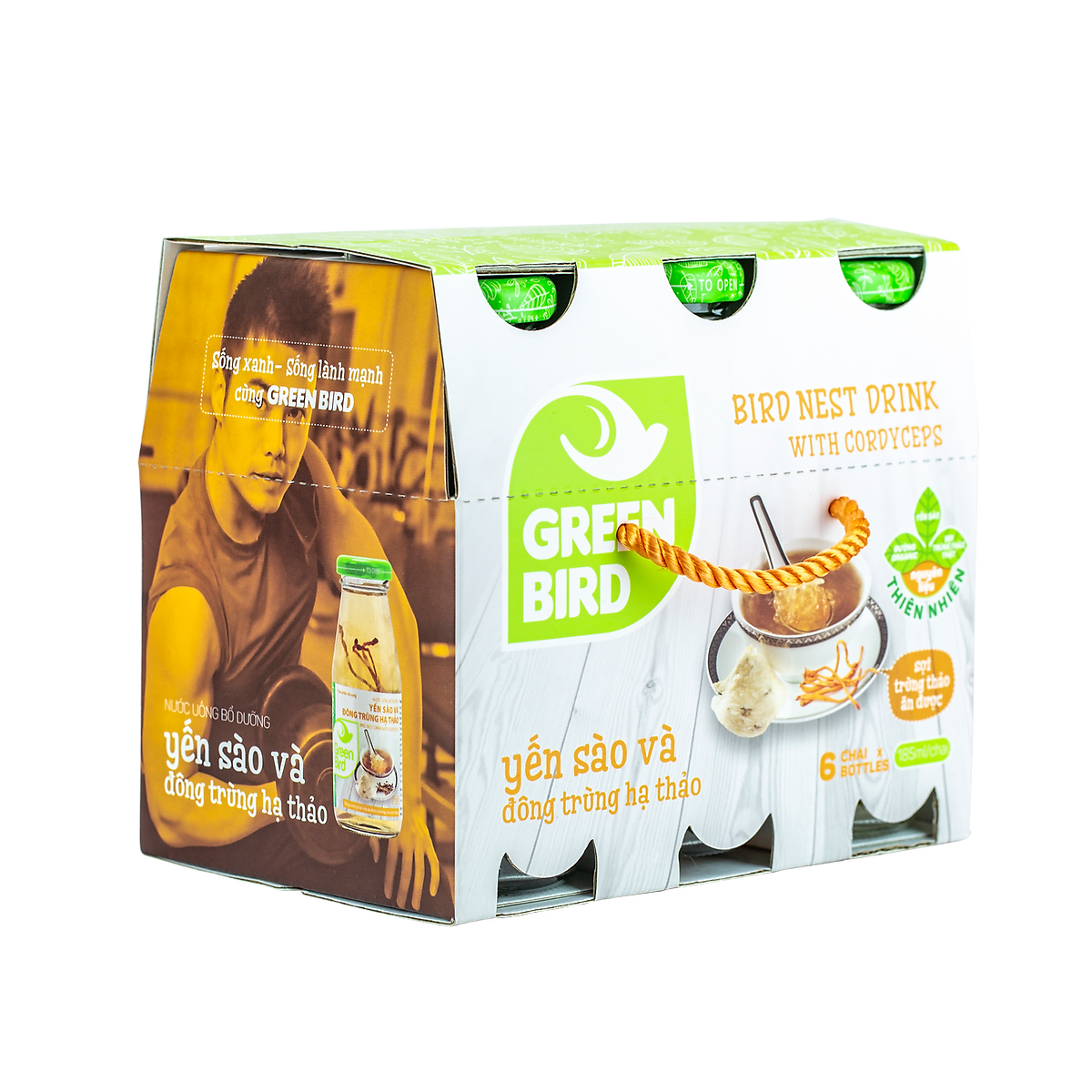 Lốc Green Bird - Nước Uống Bổ Dưỡng Yến Sào Và Đông Trùng Hạ Thảo - (6chai*185ml)