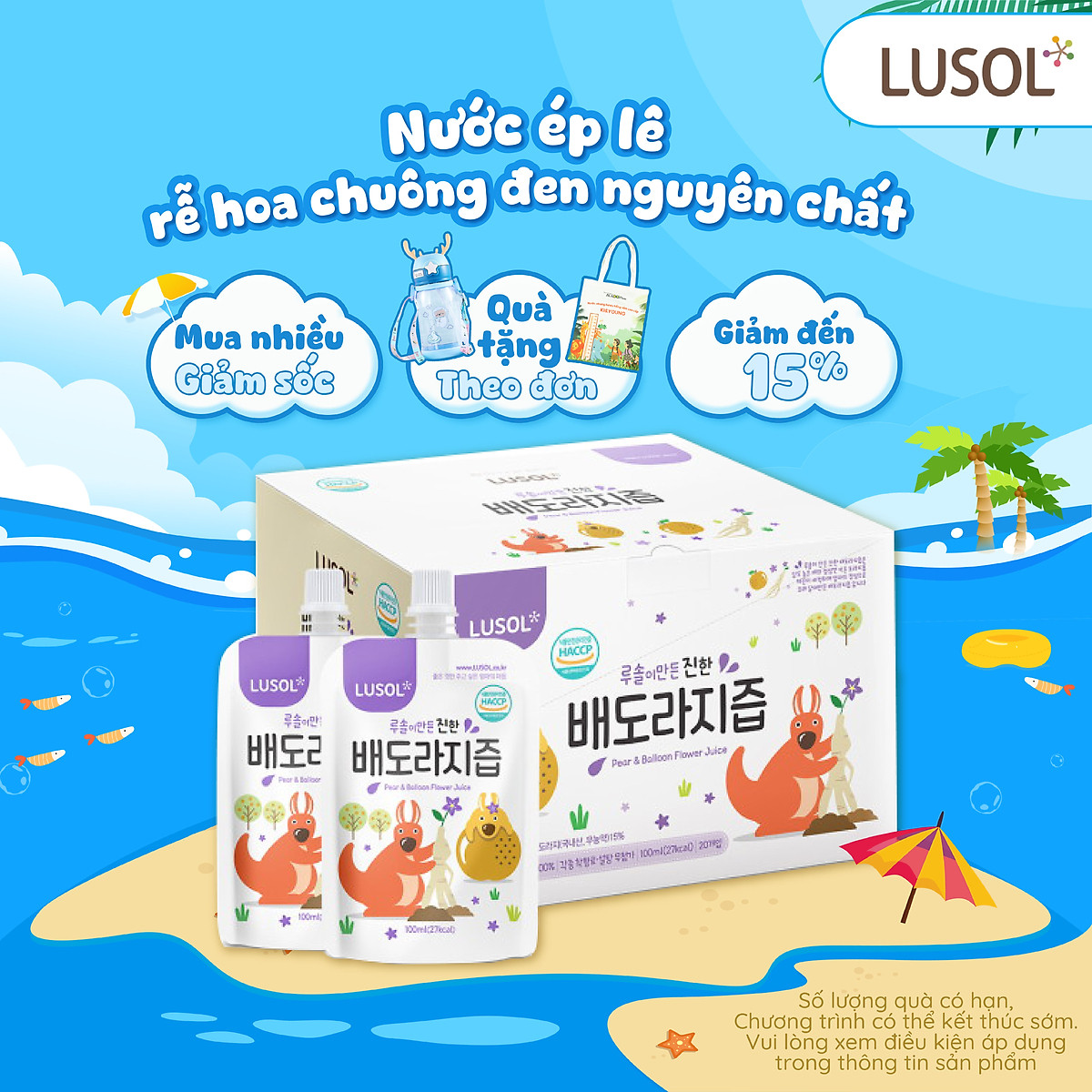Combo 20 gói nước ép lê và rễ hoa chuông đen nguyên chất Lusol cho bé từ 6 tháng tuổi - ALADDINVINA