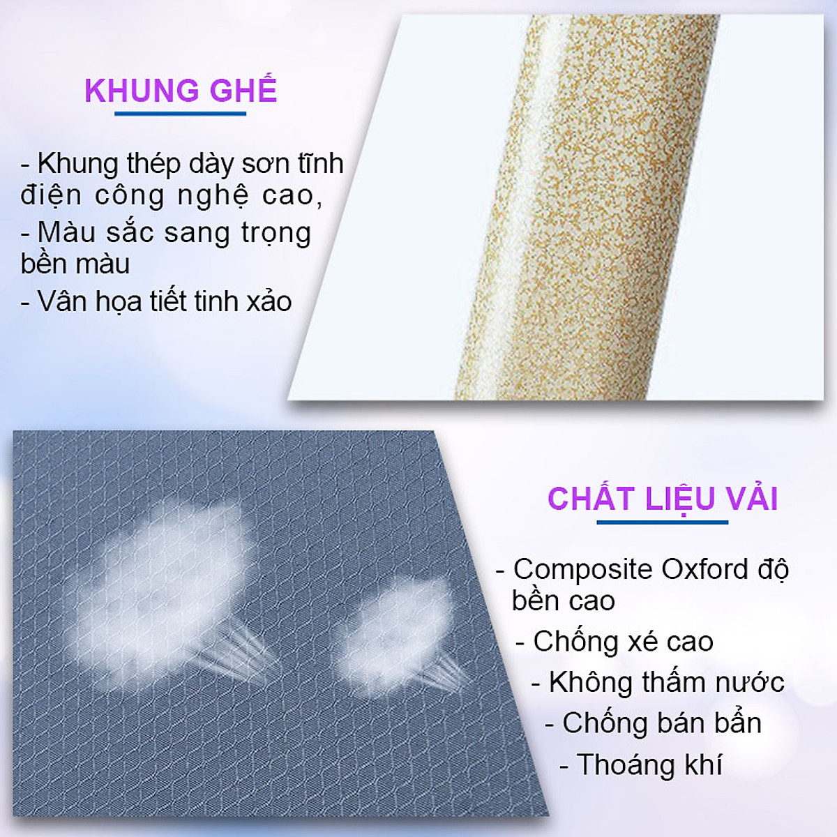 Giường xếp gọn văn phòng NIKITA siêu bền - Khung thép sơn tĩnh điện - Vải bạt 4D