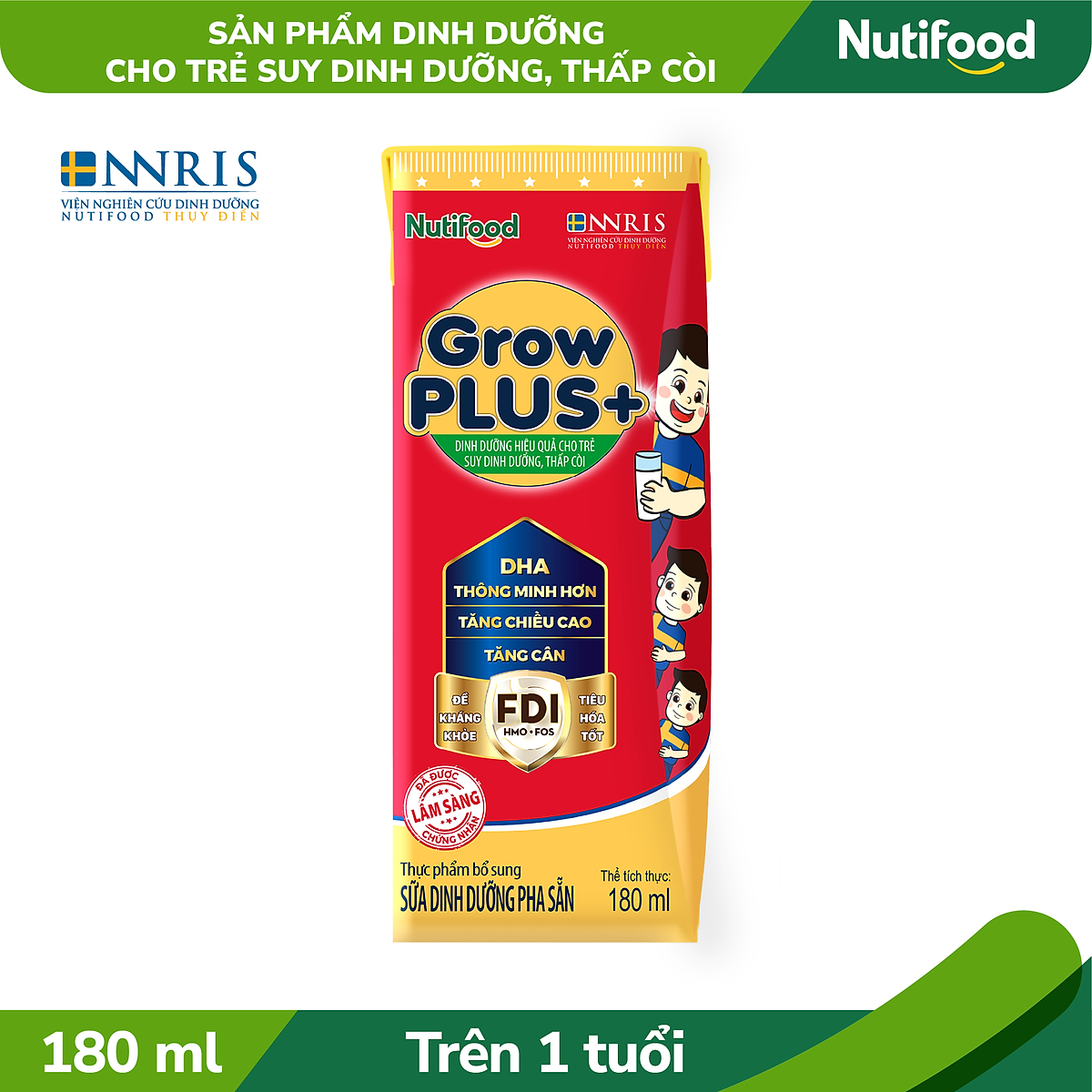Thùng Sữa bột Pha Sẵn GrowPLUS+ Suy Dinh Dưỡng (đỏ) (48 hộp 180ml)