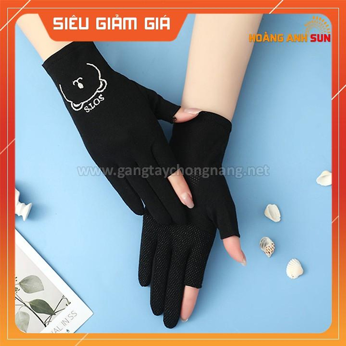 Găng tay chống nắng hở 2 ngón cho nữ | Bao tay hở ngón lái xe máy, ô tô thật tay, vải mềm, thoáng khi, co giãn, dùng điện thoại thoải mái
