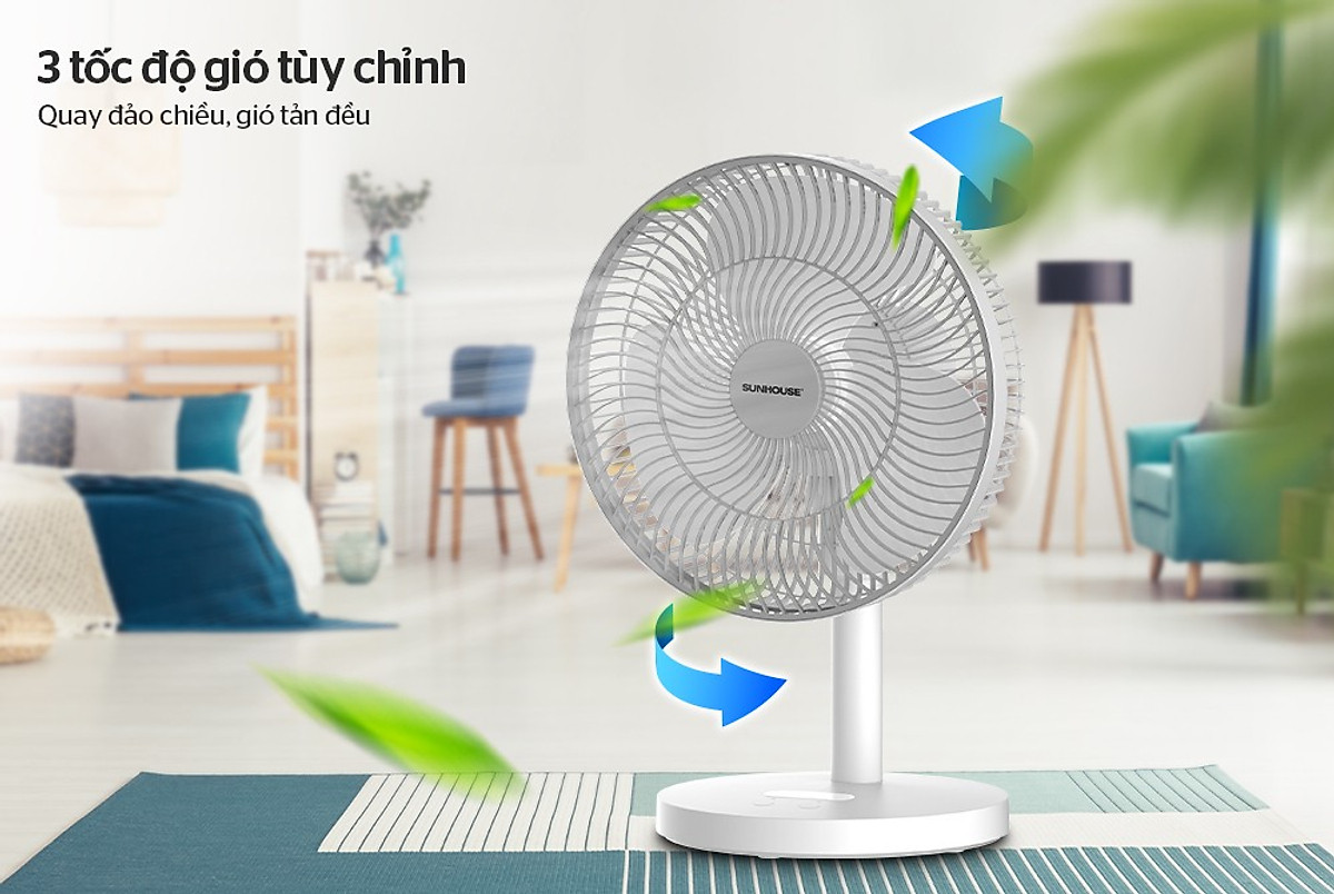 Quạt Sạc Tích Điện Sunhouse SHD7115 - Hàng Chính Hãng