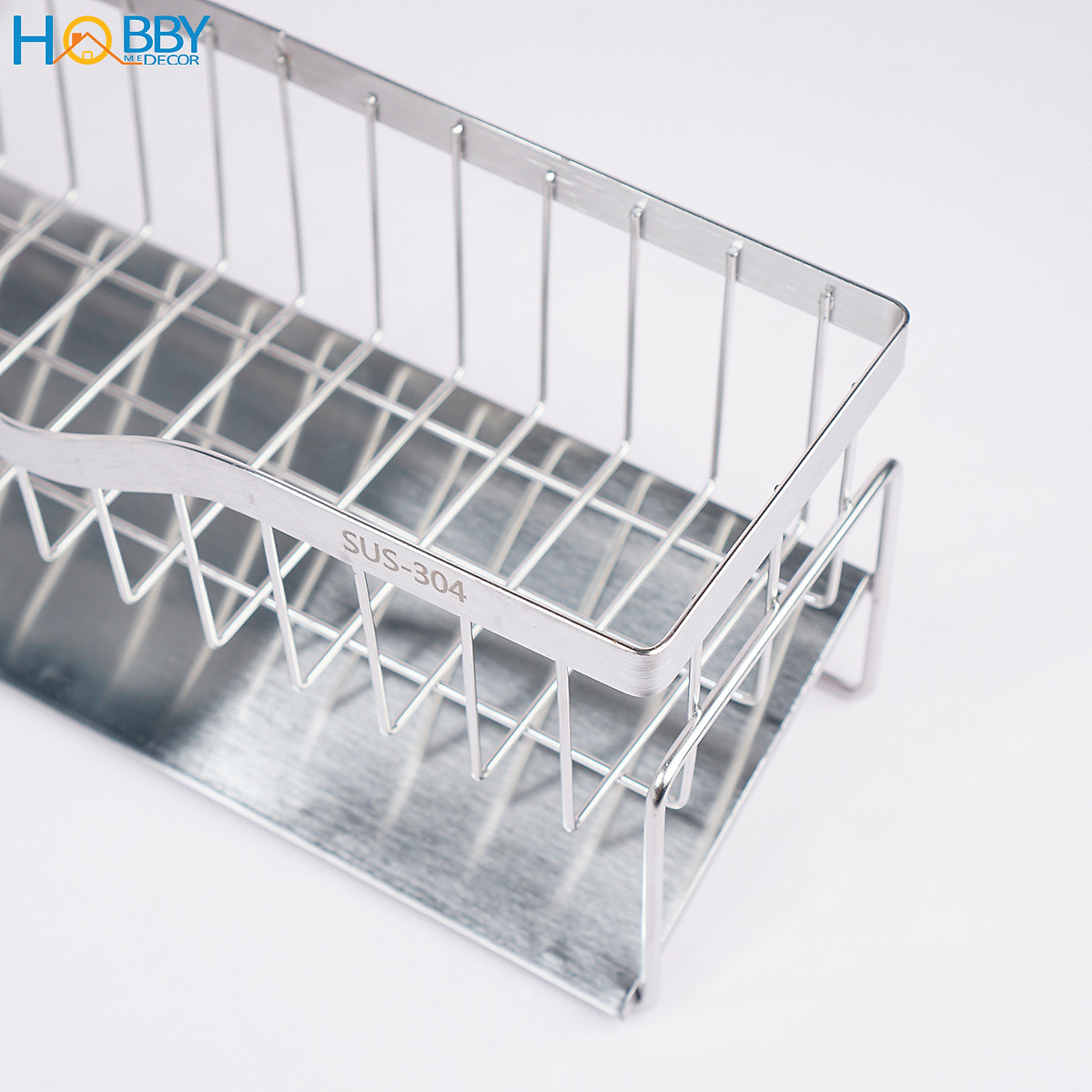 Kệ để đồ rửa chén gác bồn mẫu lớn inox 304 Hobby Home Decor KRC9