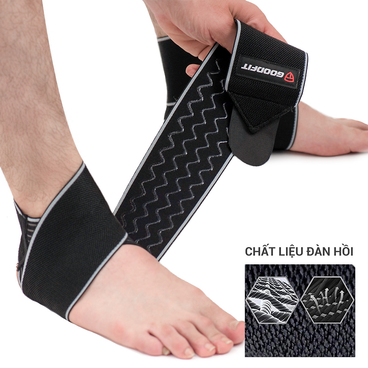 Băng quấn cố chân, băng bảo vệ cổ chân, mắt cá chân GoodFit co giãn đàn hồi, đệm silicone chống trượt GF612A
