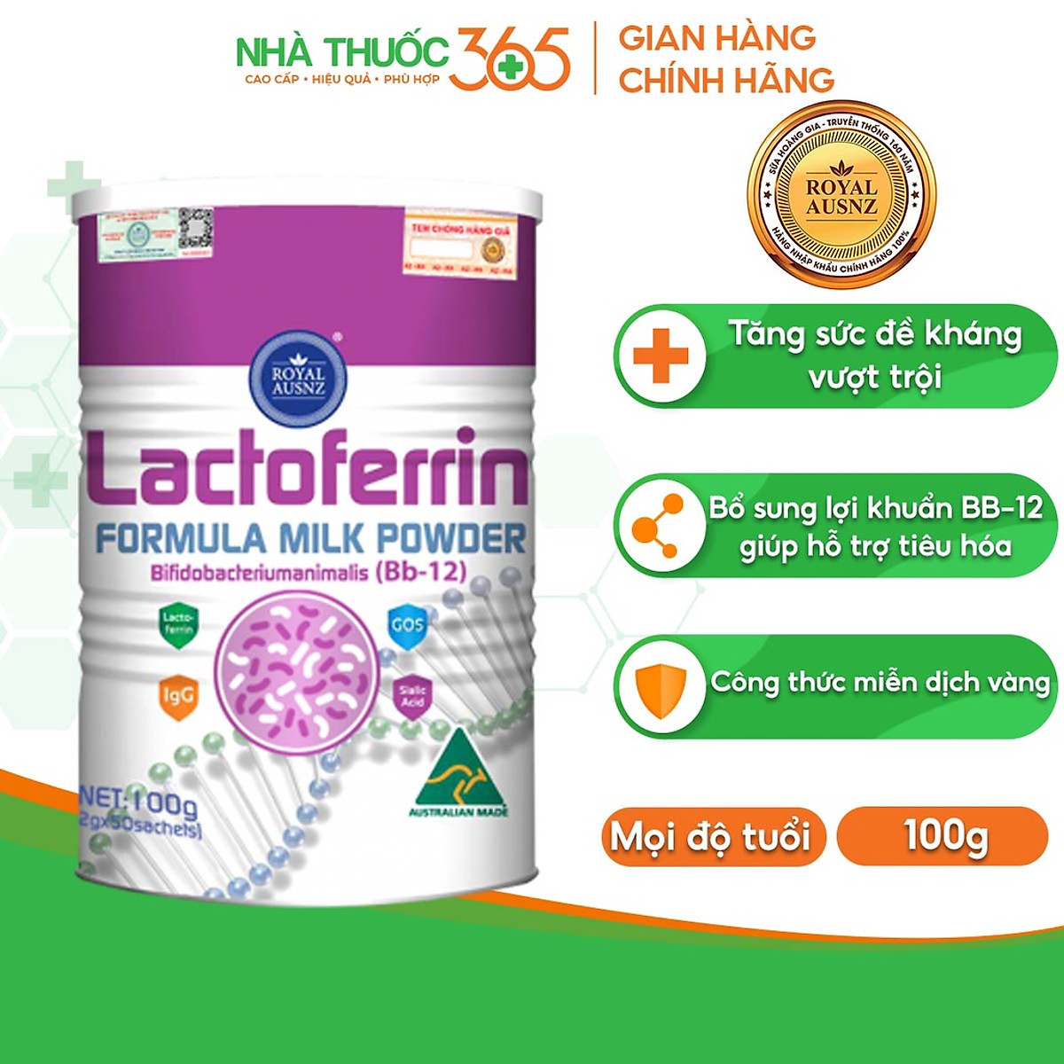 Mua Sữa bột Hoàng Gia Úc Lactoferrin Formula Milk BB-12 tăng cường hệ miễn dịch cho trẻ 100g tại Nhathuoc365 | Tiki Mua Sữa Bột Hoàng Gia Úc Lactoferrin Formula Milk Bb-12 Tăng Cường Hệ Miễn Dịch Cho Trẻ 100G Tại Nhathuoc365 | Tiki