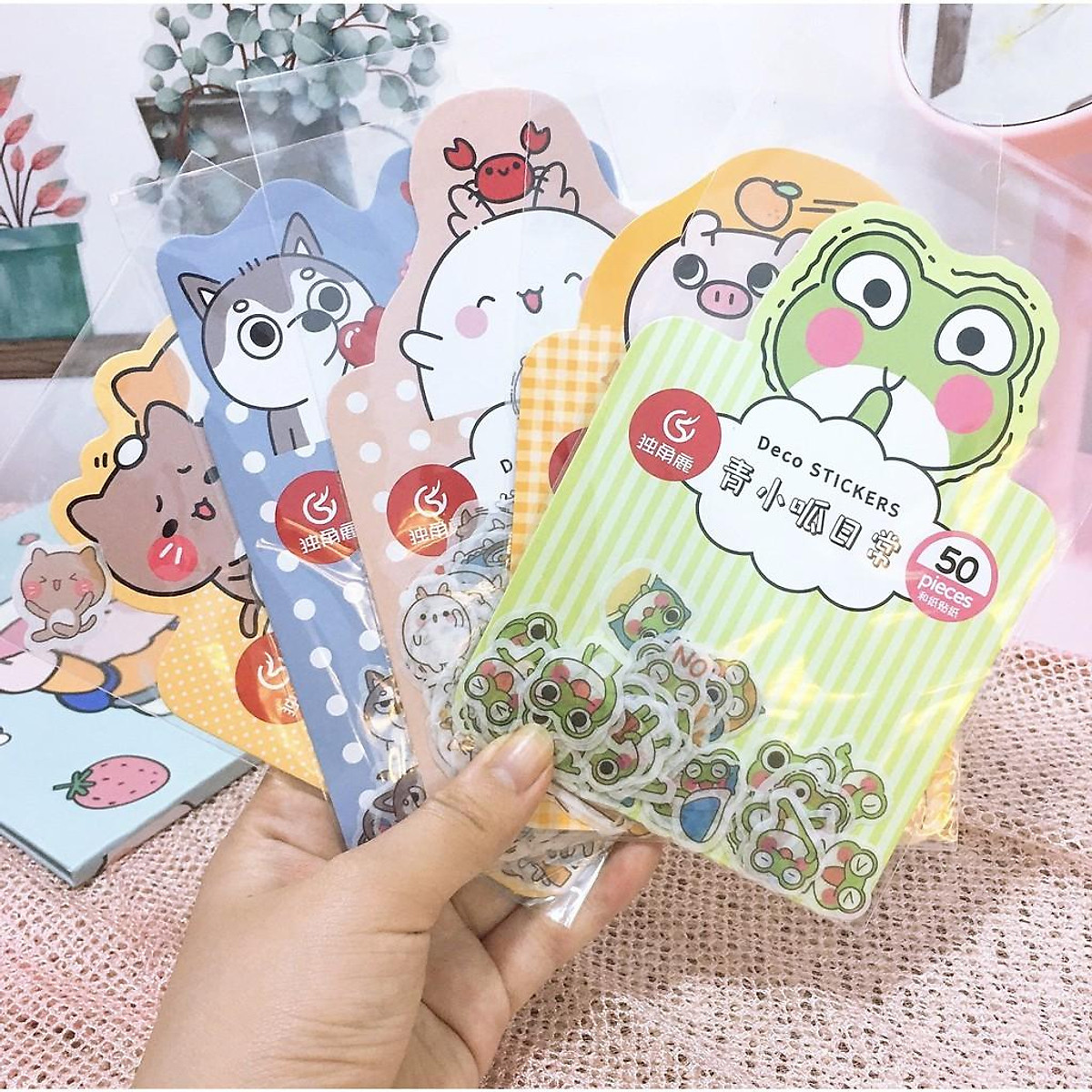 Sticker Hình Con Vật Dễ Thương Cute Hình Con Ếch Heo Cún Gấu Trang ...