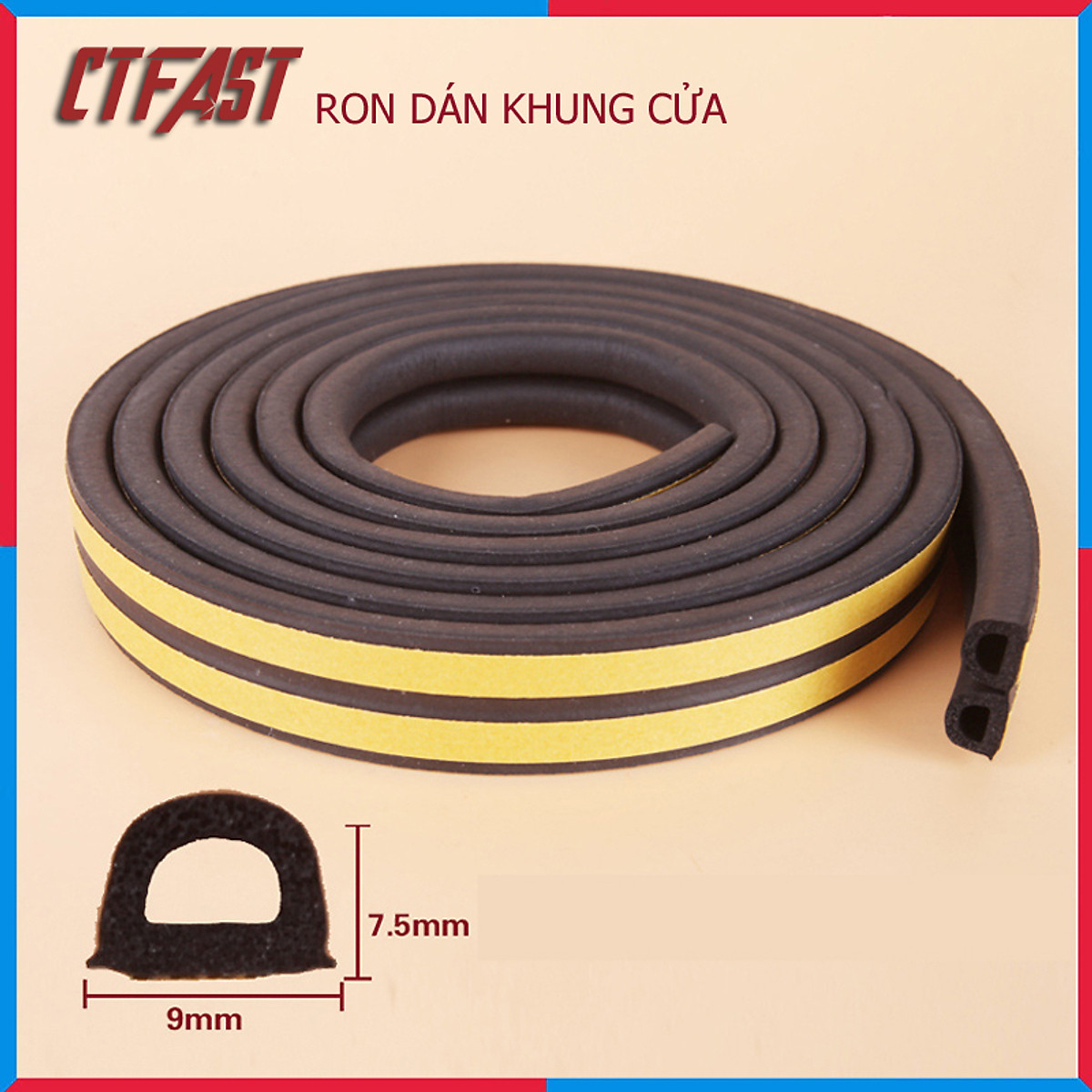 Cuộn 10 Mét Ron Dán Khung Cửa Giảm Tiếng Ồn Va Đập, Ngăn Bụi, Ngăn Côn Trùng Size 4 mm 6 mm 8 mm 10 mm - Hàng Chính Hãng