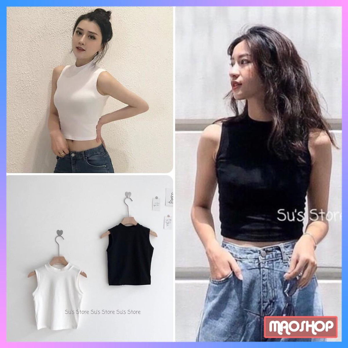 Mua Áo Ba Lỗ Nữ Croptop Ôm Body Trơn Ulzzang, Áo 3 Lỗ Nữ Trơn Chất Thun Co  Giãn Phong Cách Hàn Quốc - Maoshop | Tiki