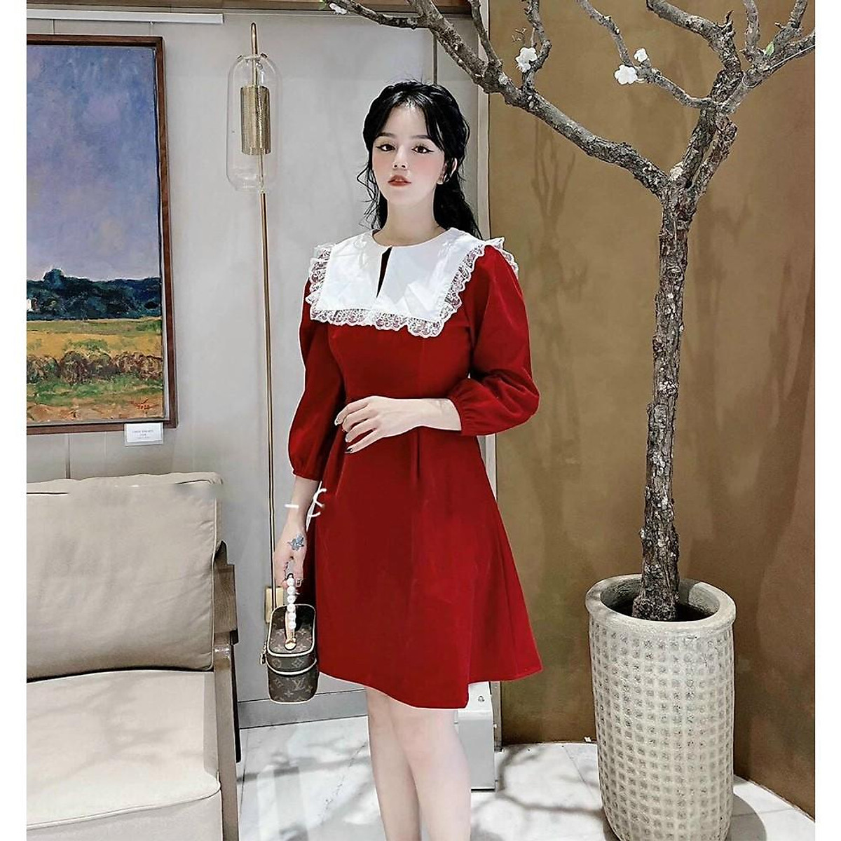 Đầm xòe công sở màu đỏ nào thắt nơ đẹp và cuốn hút nhất