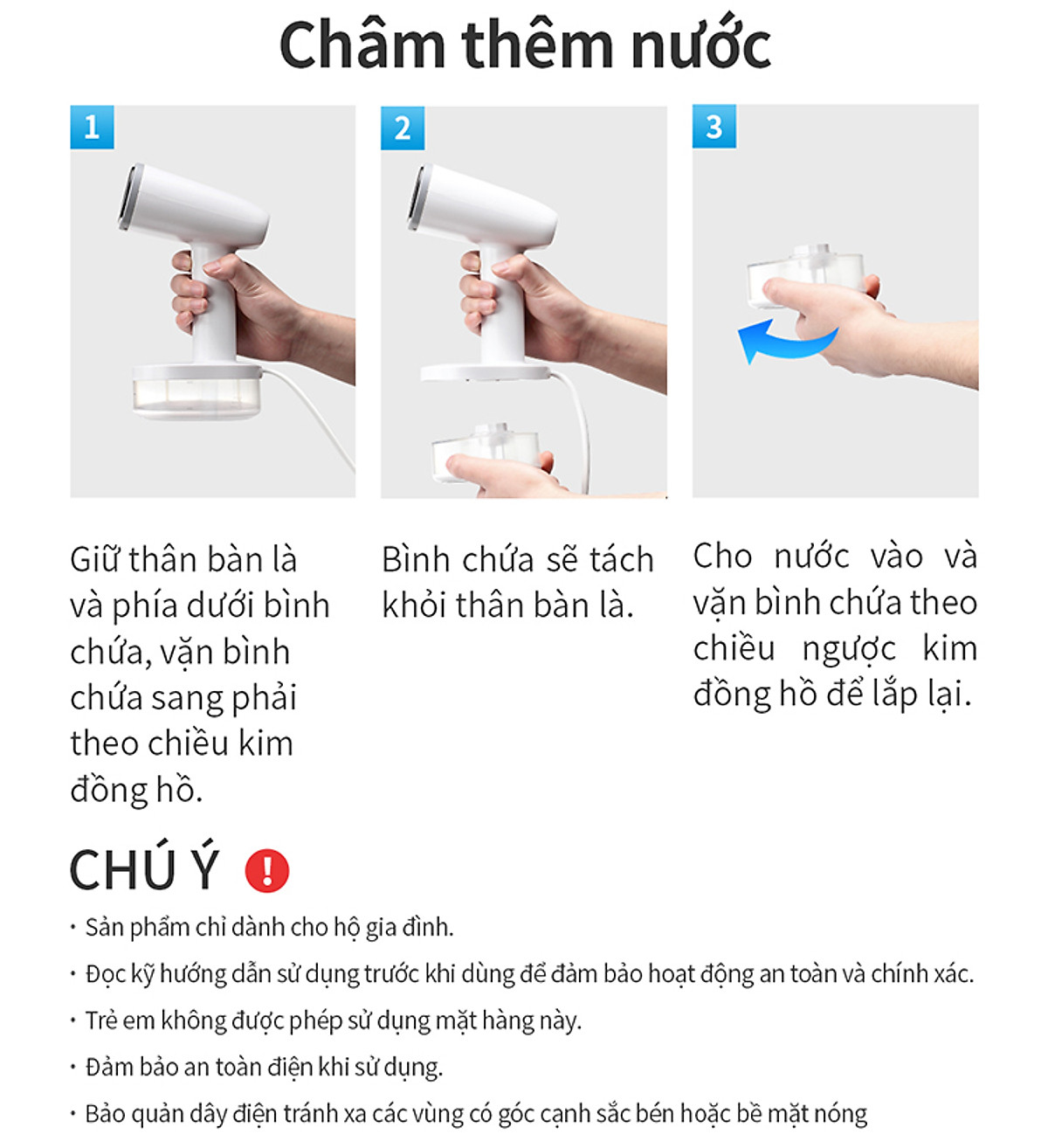 Bàn ủi hơi nước cầm tay Lock&Lock ENI223WHT 1600W - Hàng chính hãng