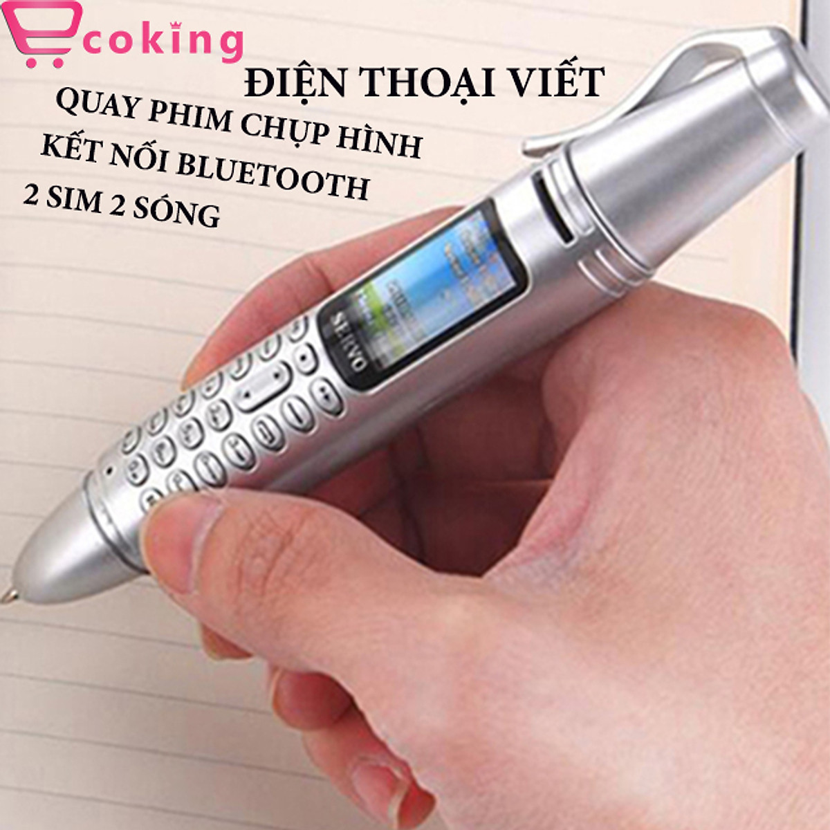 Điện thoại mini 2 SIM 2 SÓNG siêu nhỏ Ecoking,độc lạ hình cây bút,tích hợp đầy đủ các chức năng của chiếc smartphone như quay phim chụp hình kết nối bluetooth cổng cắm thẻ nhớ đèm led đài FM nhỏ gọn tiện lợi dễ dàng sử dụng