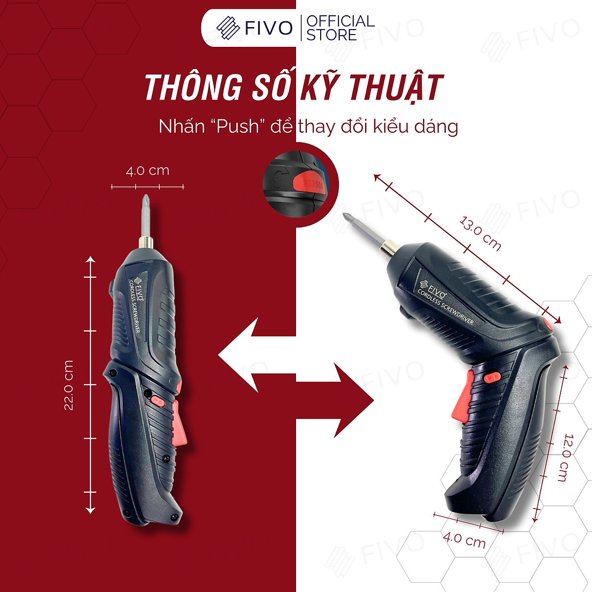 Máy Bắn Vít Cầm Tay Không Dây FIVO, Linh Động 2 Kiểu Dáng, Tặng Kèm Dây Sạc Và 2 Đầu Vít, Nhỏ Gọn Tiện Dụng