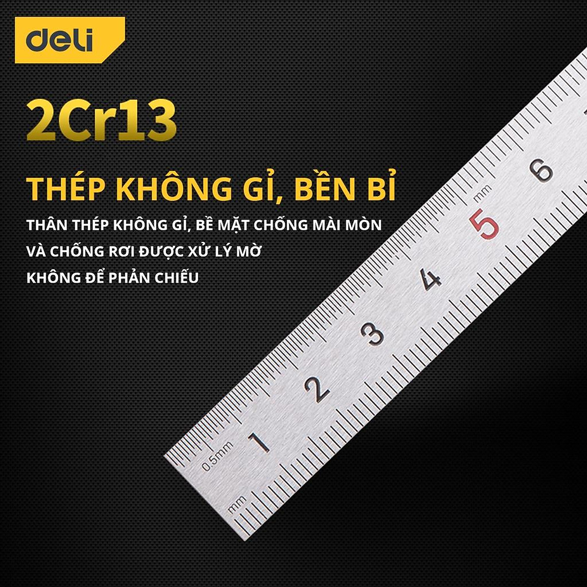 Thước Kẻ Thép Deli Các Kích Thước 15/20/30/50cmTiện Lợi - Chất Liệu Chống Mòn Gỉ - DL8015