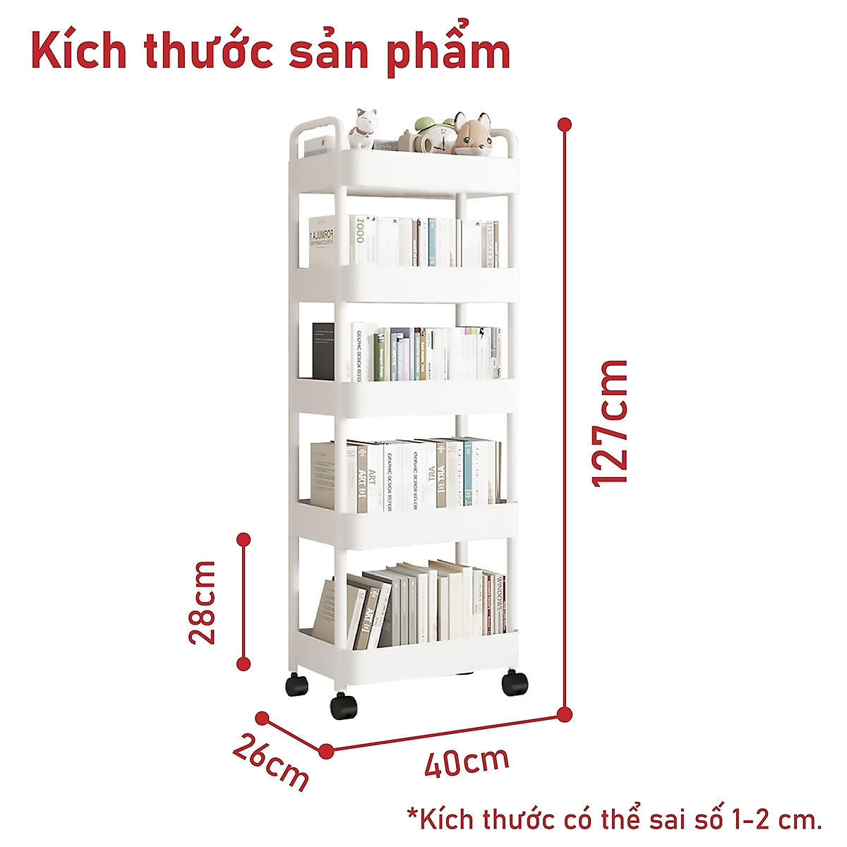 BG Kệ đa năng 3/4/5 - bánh xe, giỏ đựng đồ, Dễ dàng di chuyển giá sách đa năng,Kệ đa năng có bánh xe, di chuyển tiện lợi (hàng nhập khẩu)